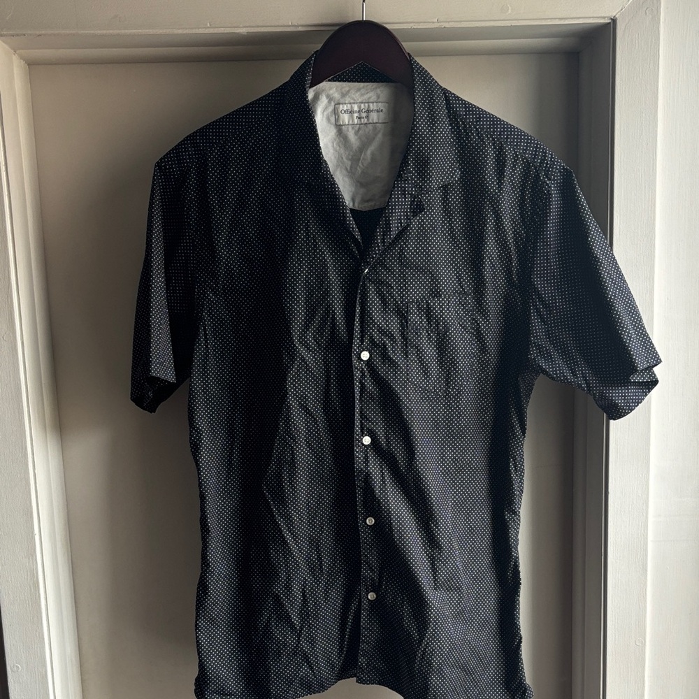 Officine Generale Black and White Button Down Shirt